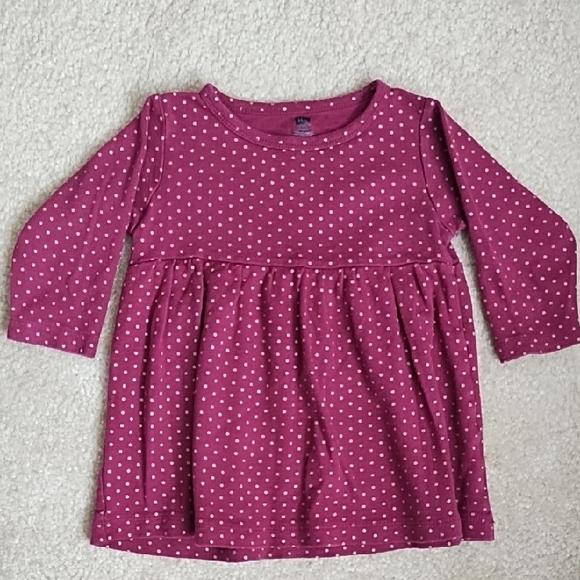 HB Maroon Knit Top Dress Tan Polka Dots Long Sleeves Fall Red Girls 24 Months - Picture 1 of 9